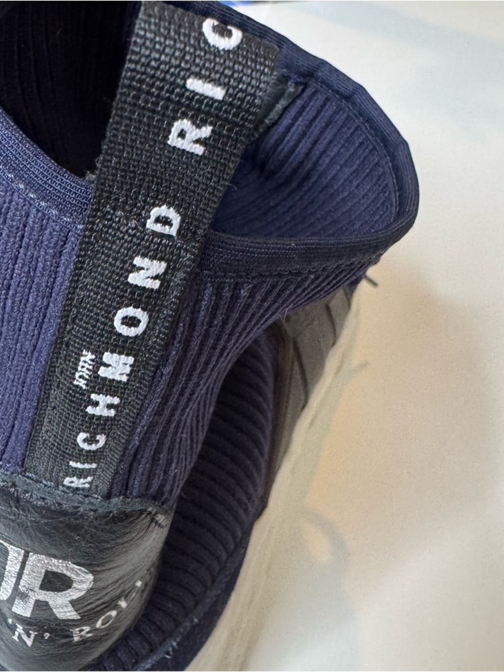 John Richmond Sock Sneakers Navy High Top Knit Shoes Made in Italy size 12 - Picture 7 of 11